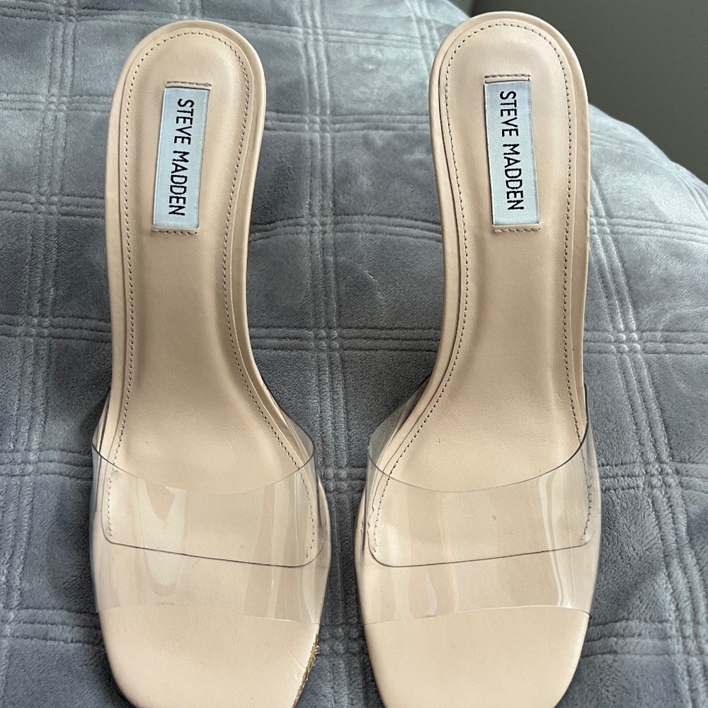 Steve Madden clear strap slide